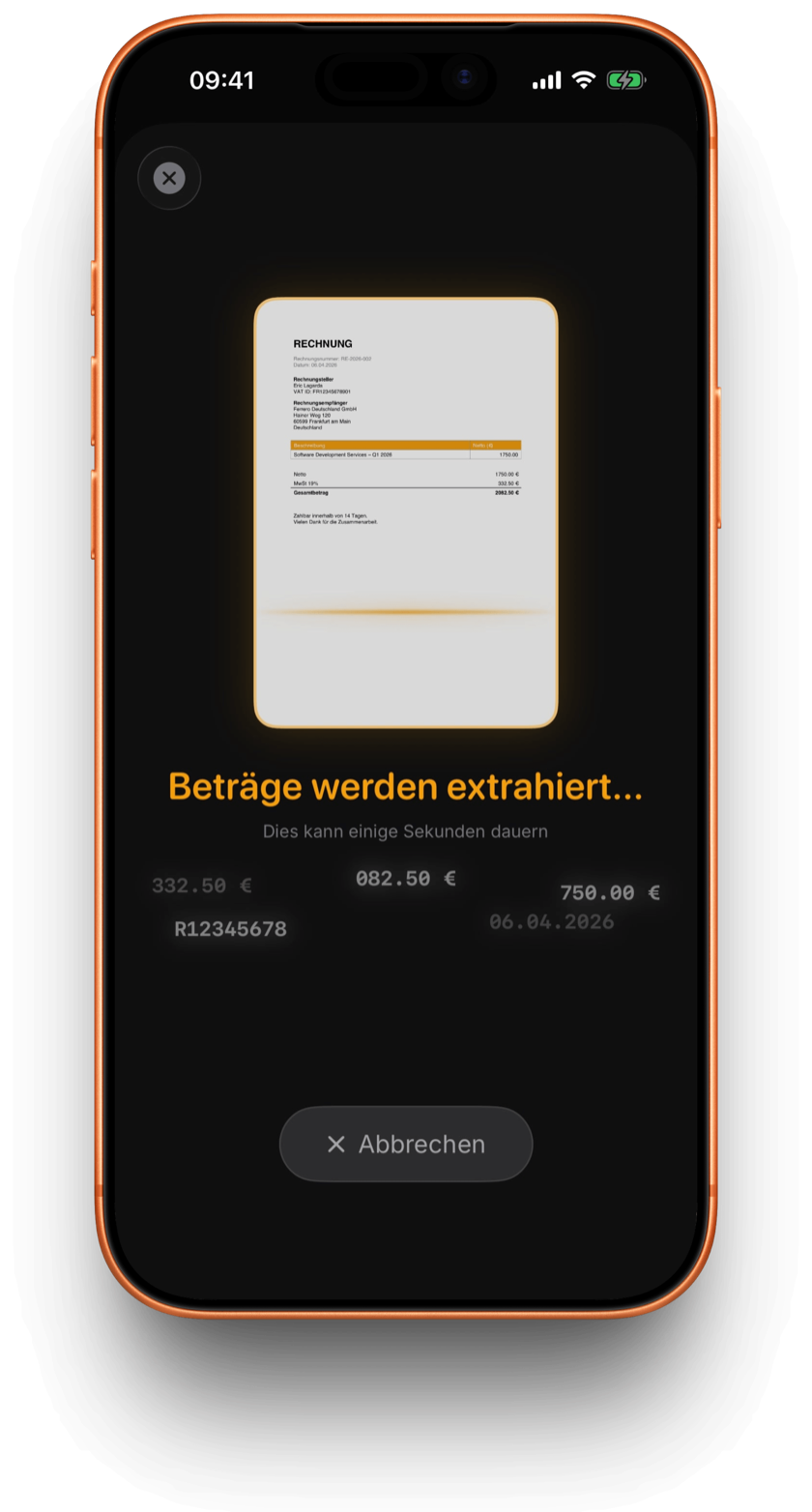 Nett scannt eine Rechnung mit KI