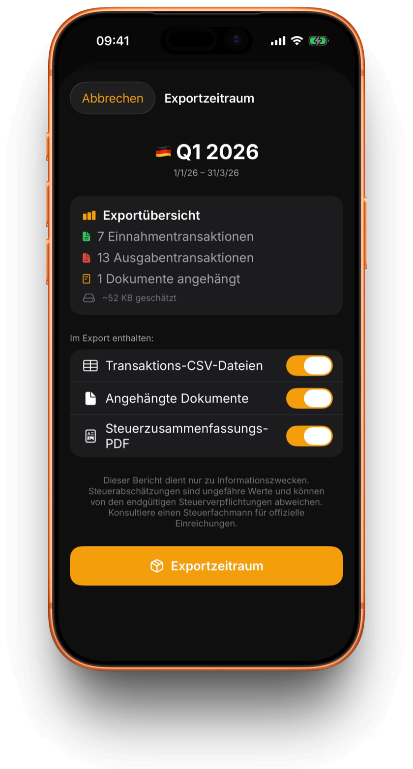 Nett Export-Bildschirm