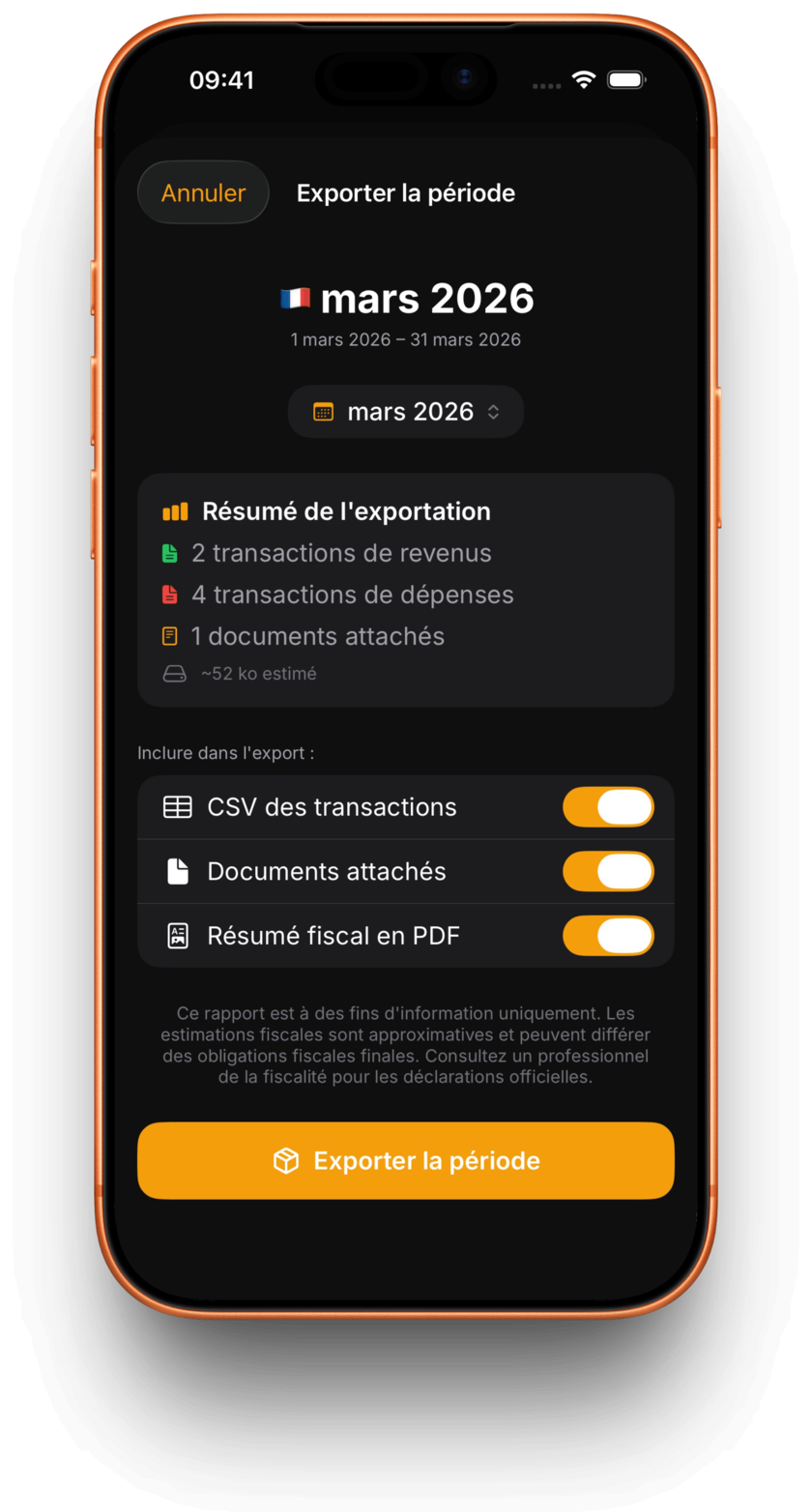 Écran d’export de Nett