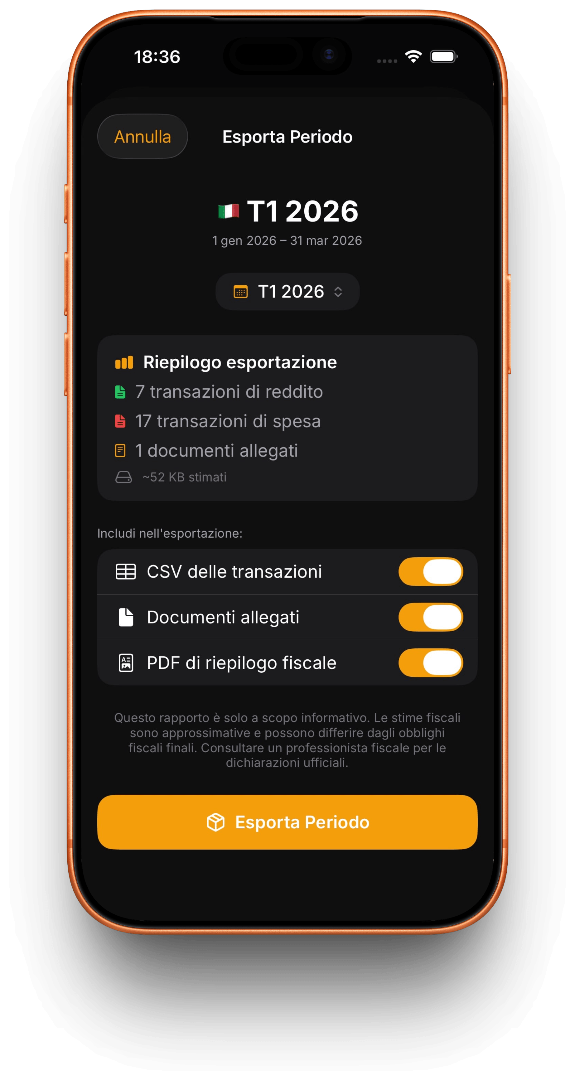 Esporta al commercialista mockup