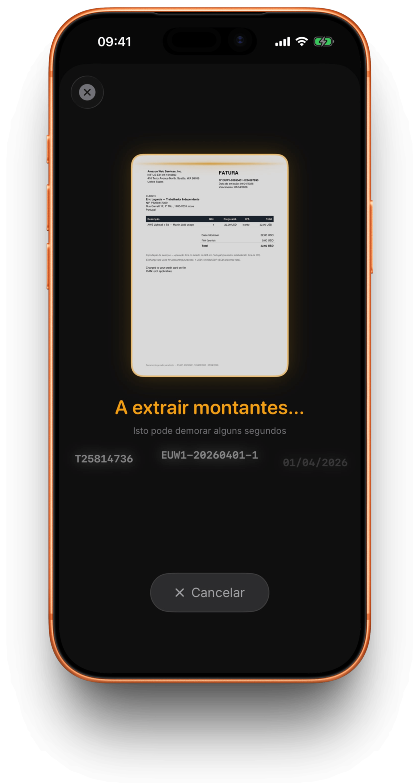 Nett a digitalizar uma fatura com IA