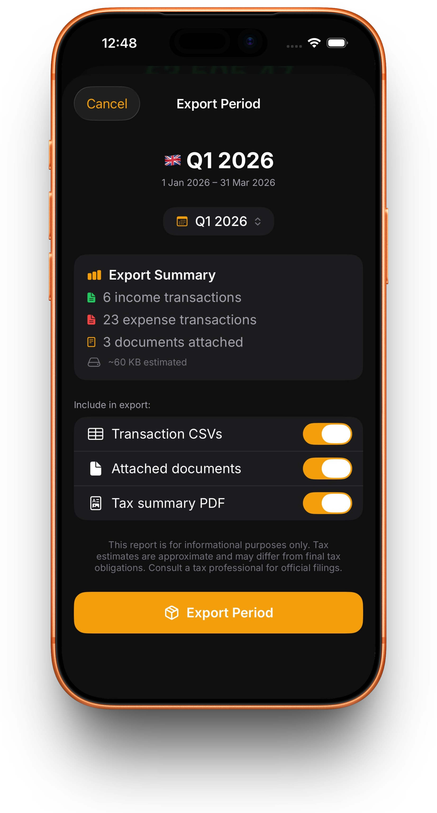 Export to your accountant mockup